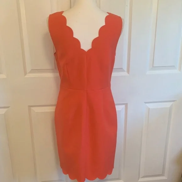 J. Crew Scalloped Edge Red Dress - Picture 5 of 7